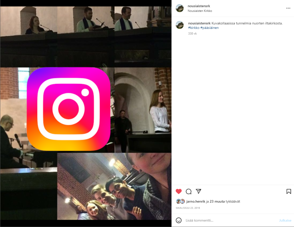 Linkki Nousiaisten seurakunnan Instagram-sivuille